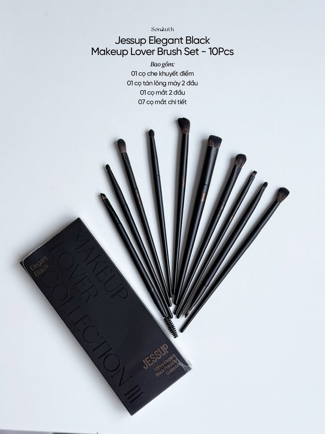 Bộ Cọ Trang Điểm Jessup Elegant Black Makeup Lover Brush Set