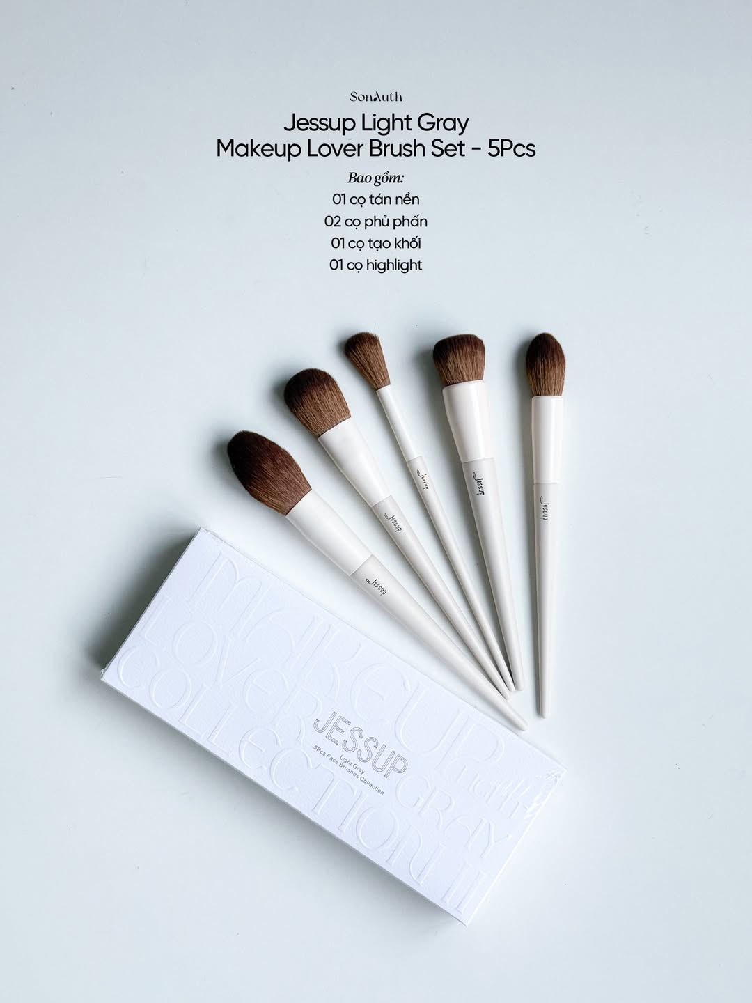 Bộ Cọ Trang Điểm Jessup Brushes Collection (Light Gray)