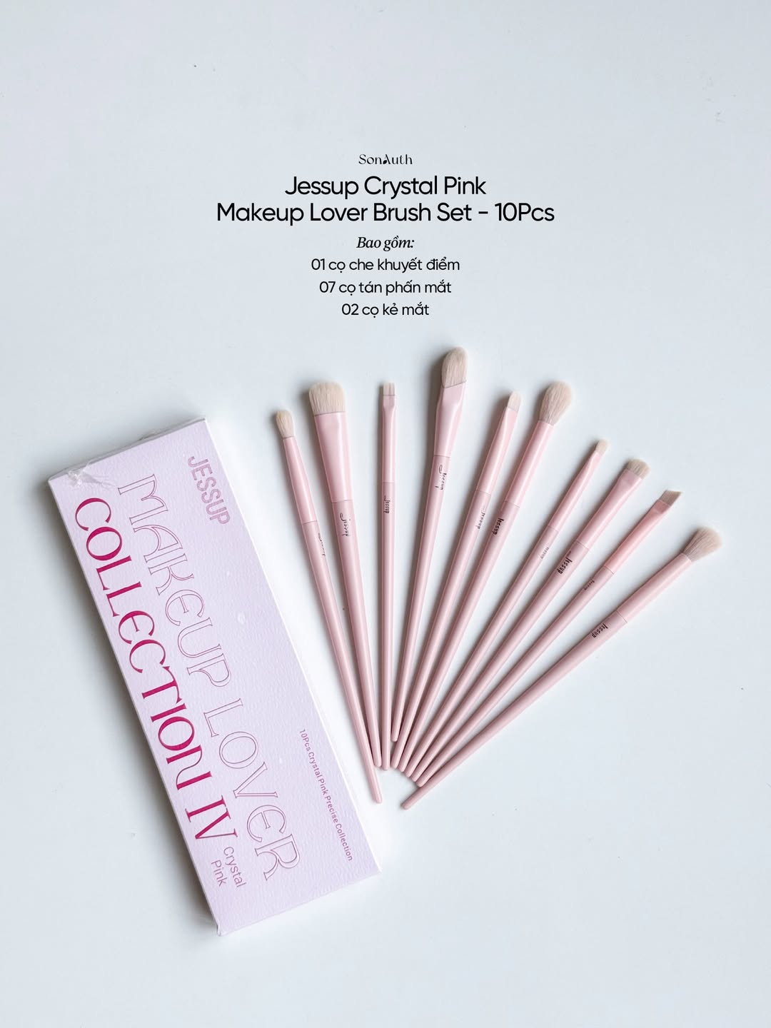 Bộ Cọ Trang Điểm Jessup Crystal Pink Makeup Lover Brush Set