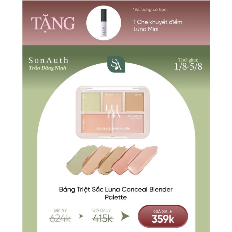 Bảng Hiệu Chỉnh Da Luna Conceal Blender Palette 6g