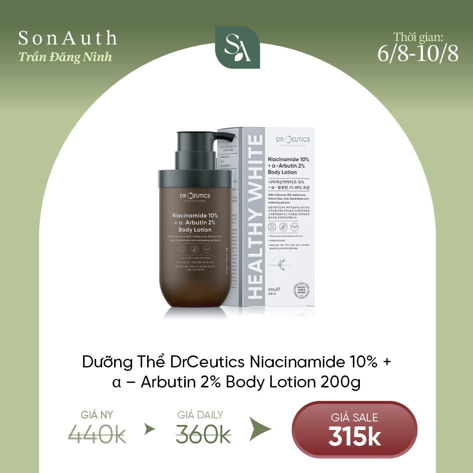 Dưỡng Thể DrCeutics Niacinamide 10% + α – Arbutin 2% Body Lotion 200g
