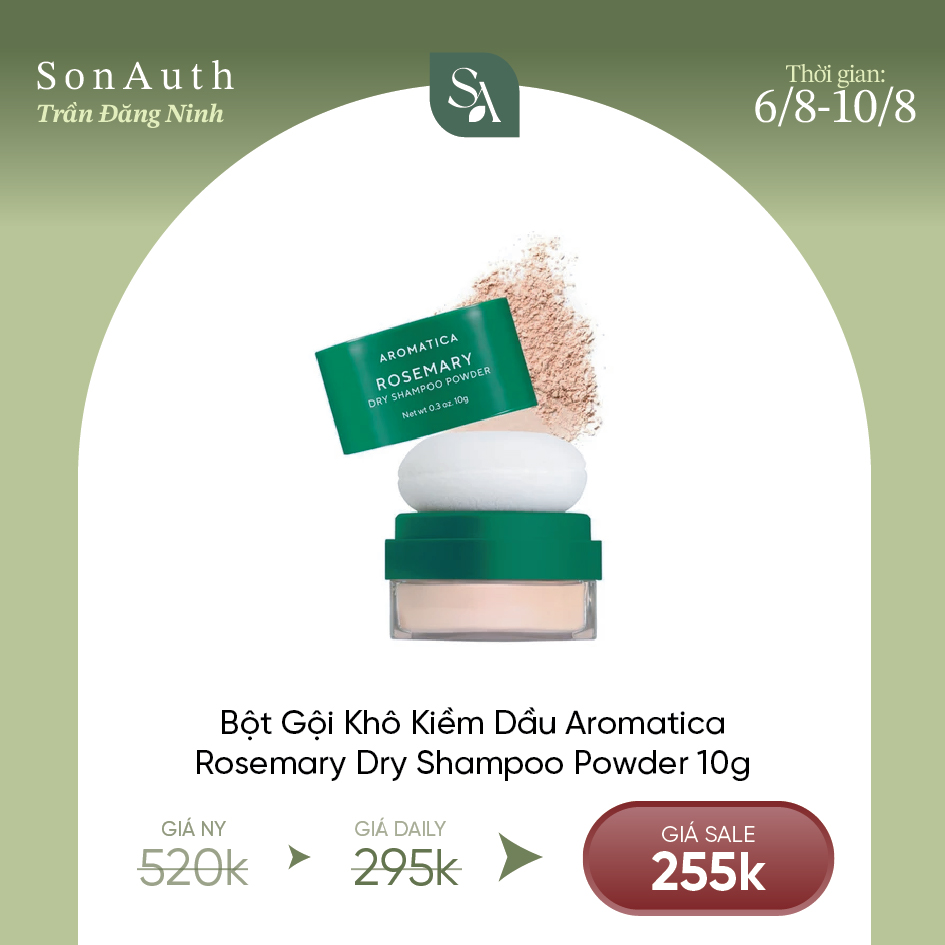 Bột Gội Khô Kiềm Dầu Aromatica Rosemary Dry Shampoo Powder 10g