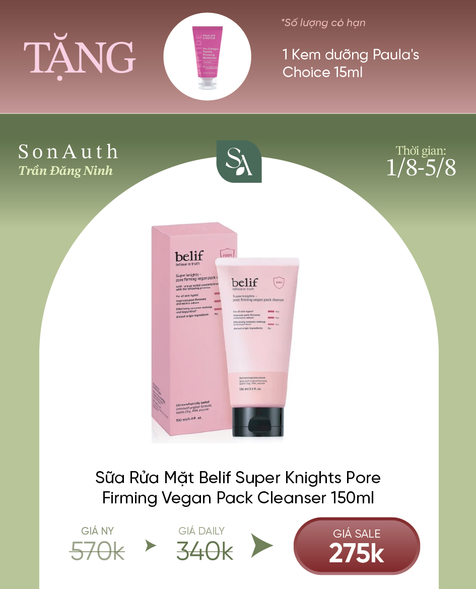 Sữa Rửa Mặt Đất Sét Belif Super Knights Pore Firming Vegan Pack Cleanser 150ml