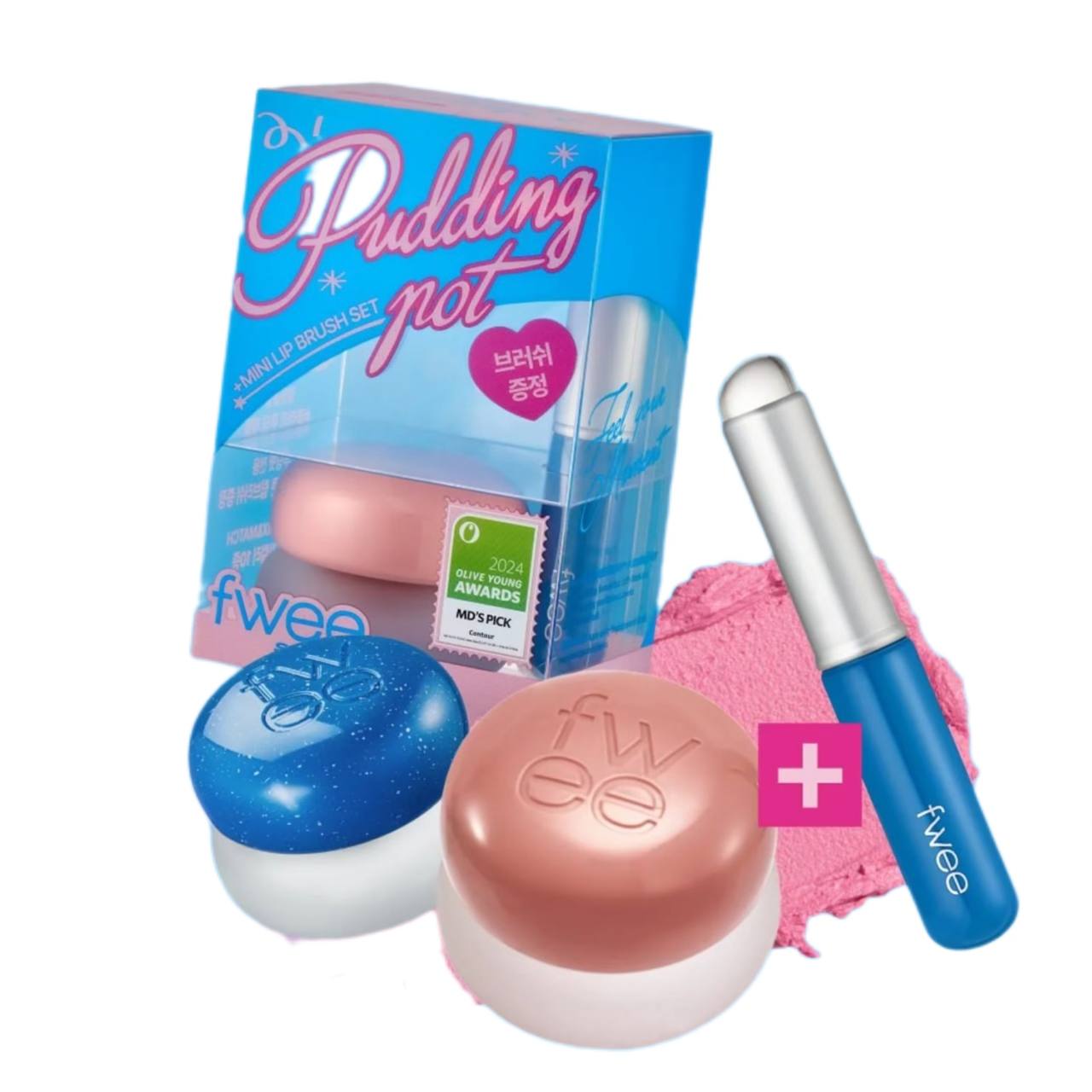Fwee Lip & Cheek Blurry Pudding Pot 5g + Lip Brush Set