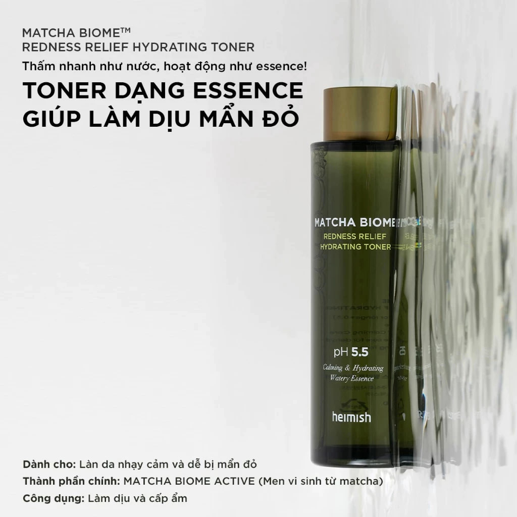 Nước hoa hồng Heimish Matcha Biome Redness Relief Hydrating Toner 150ml
