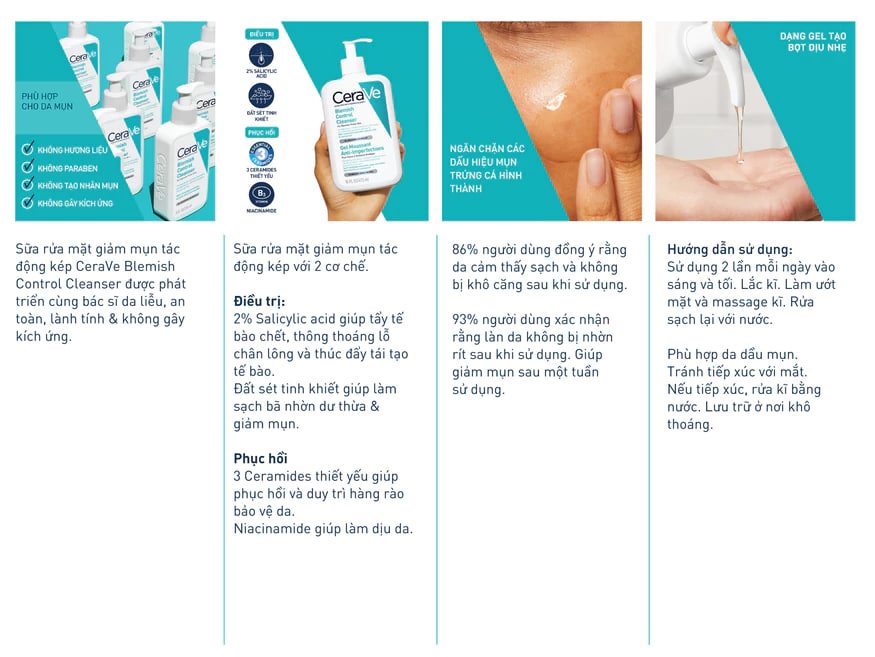 Sữa Rửa Mặt Cerave Blemish Control Cleanser 236ml