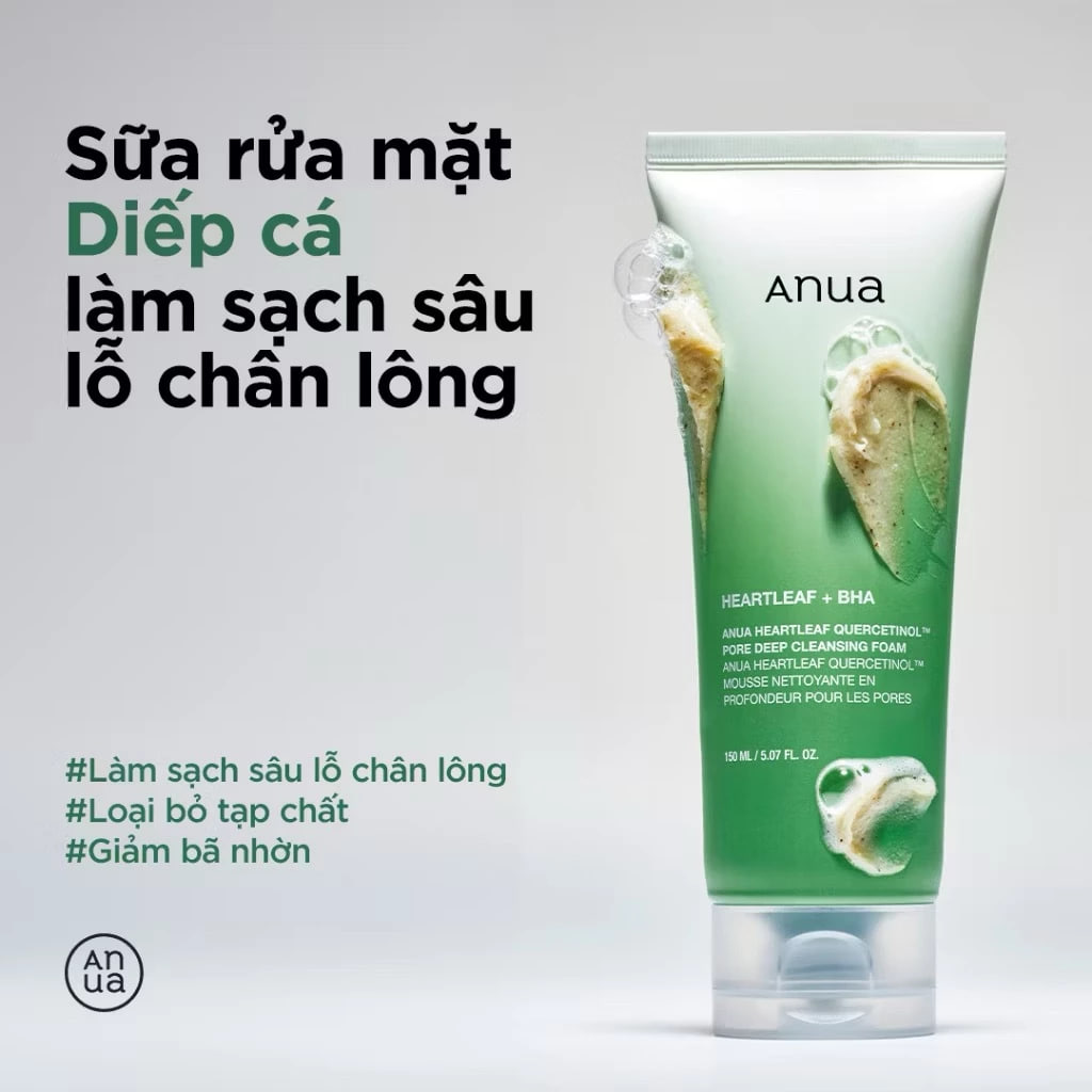 Sữa Rửa Mặt Anua Heartleaf Quercetinol Pore Deep Cleansing Foam 150ml