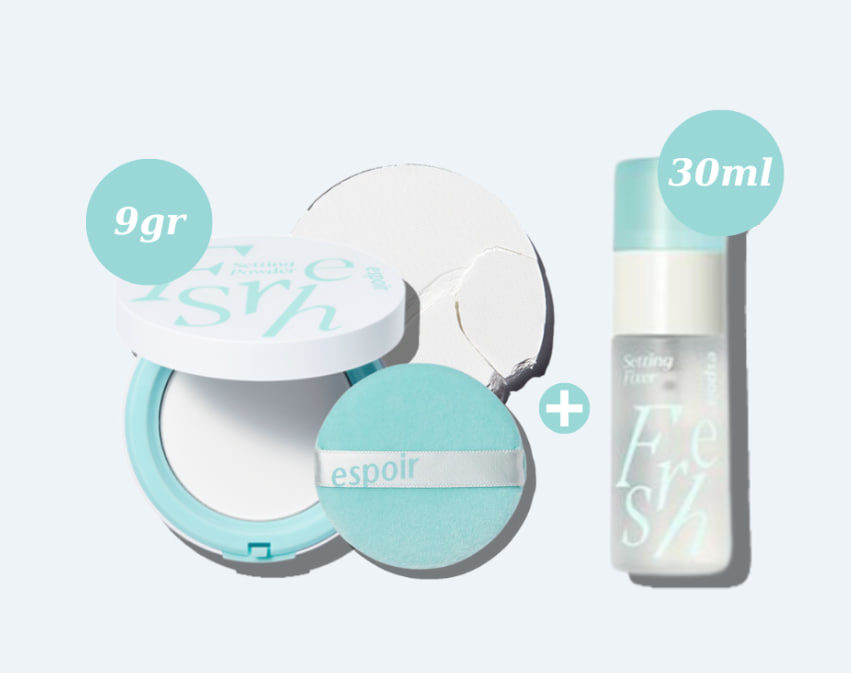 Bộ Sản Phẩm Phấn Nén Espoir Fresh Setting Powder 9g+Setting Fixer 30ml