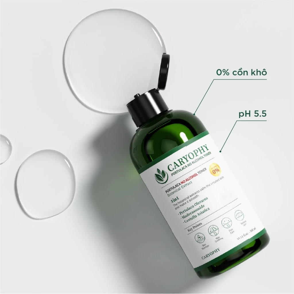 Nước Hoa Hồng Dưỡng Ẩm, Làm Dịu Caryophy Portulaca No Alcohol Toner 300ml