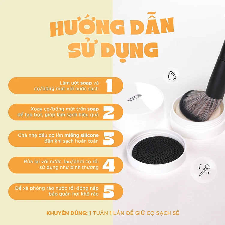 Dụng cụ rửa cọ Vacosi Makeup Cleanser Kit