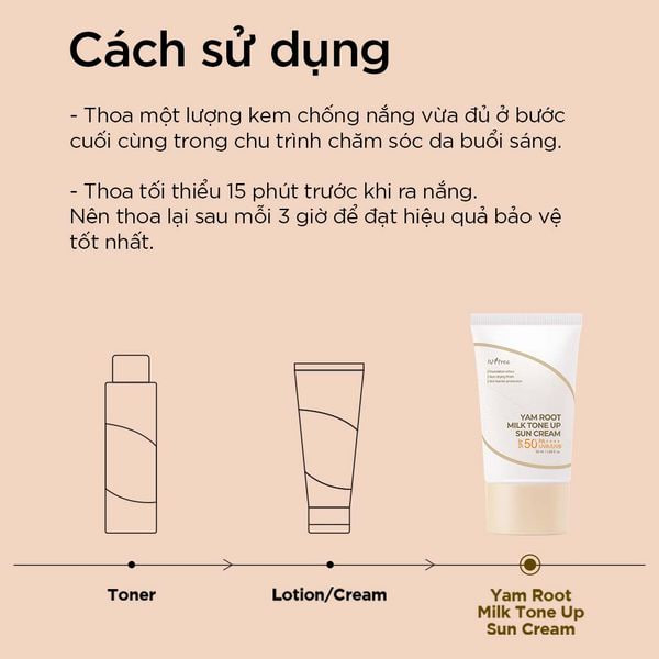 Kem Chống Nắng Nâng Tông Isntree Yam Root Milk Tone Up Sun Cream 50ml