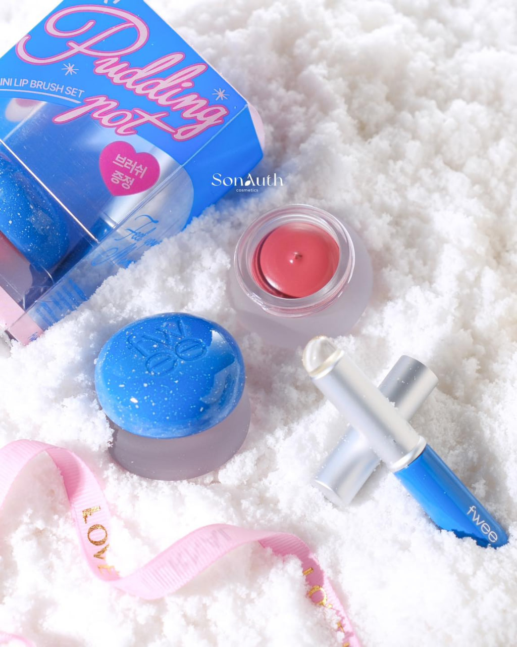Fwee Lip & Cheek Blurry Pudding Pot 5g + Lip Brush Set