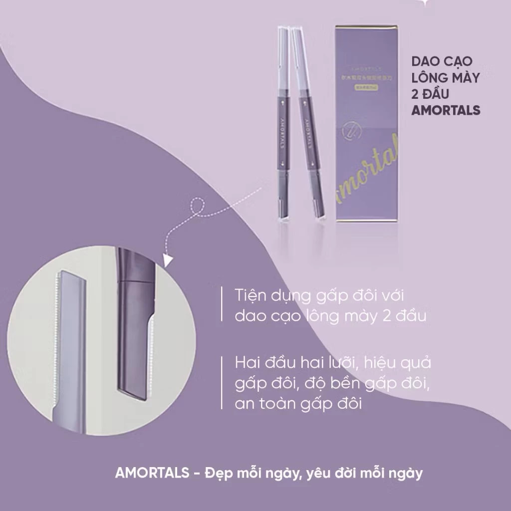 Bộ Dao Cạo Lông Mày 2 Đầu Amortals Double-Headed Macro Eyebrow Razor