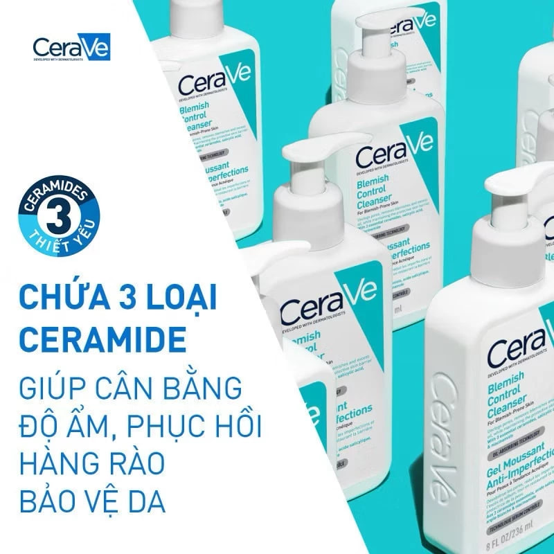 Sữa Rửa Mặt Cerave Blemish Control Cleanser 236ml