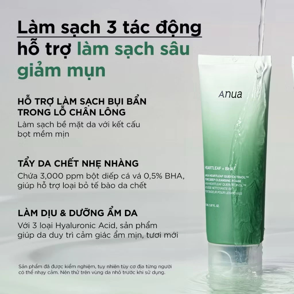 Sữa Rửa Mặt Anua Heartleaf Quercetinol Pore Deep Cleansing Foam 150ml