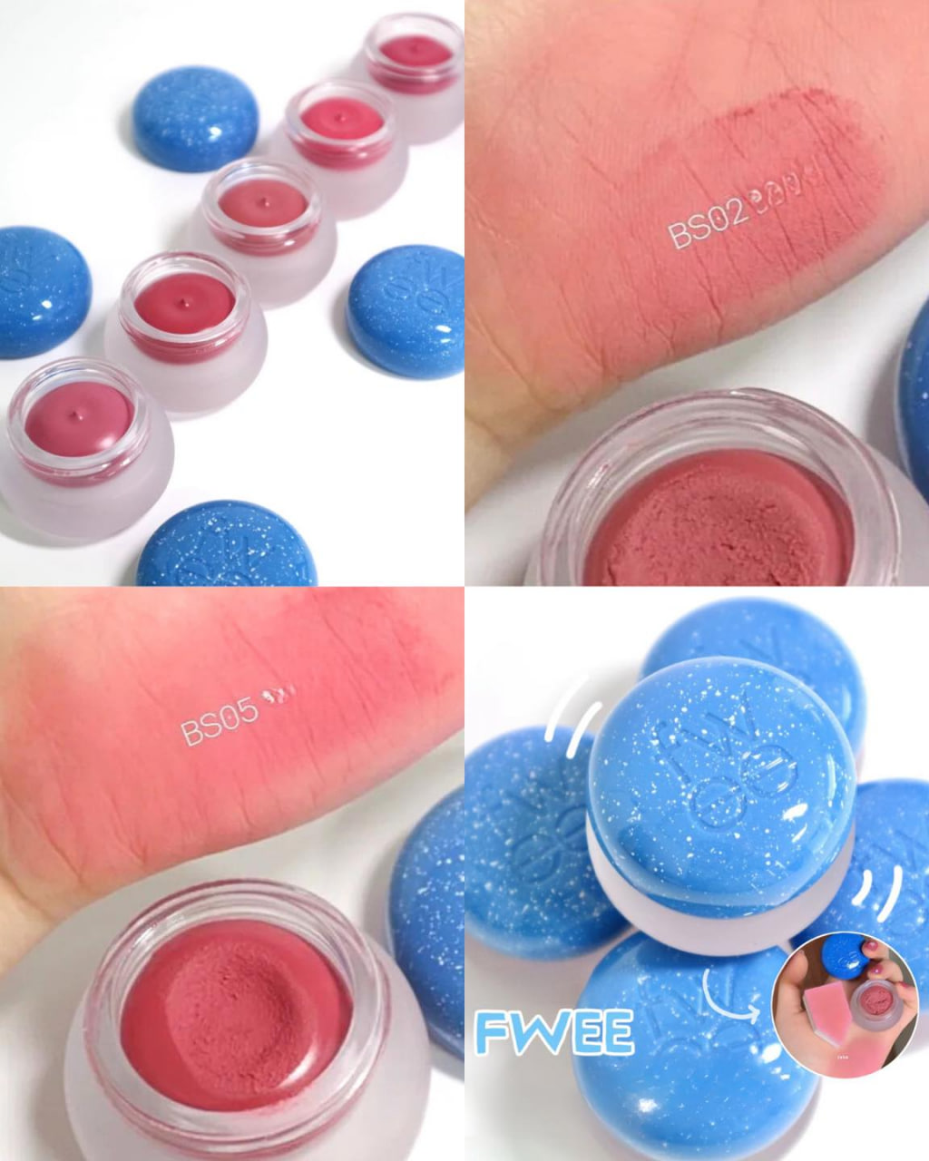 Fwee Lip & Cheek Blurry Pudding Pot 5g + Lip Brush Set