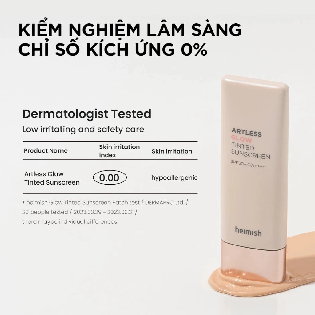 Kem Chống Nắng Căng Mịn Heimish Artless Glow Tinted Sunscreen 40ml