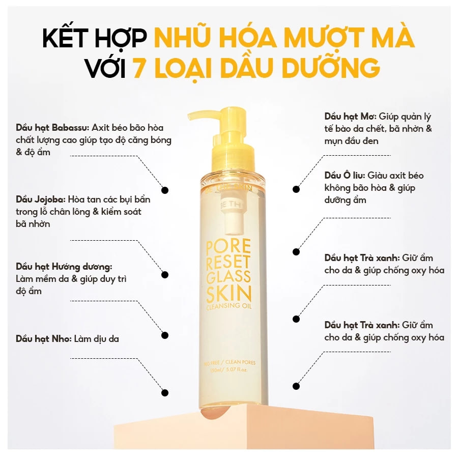 Dầu Tẩy Trang Be The Skin Pore Reset Glass Skin Cleansing Oil 150ml