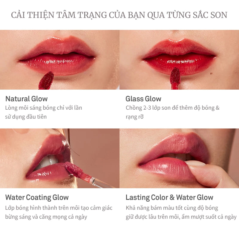 Son Tint Bóng Mỏng Nhẹ hince Mood Enhancer Water Liquid Glow 4ml