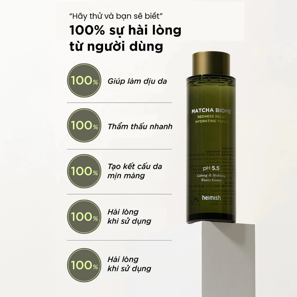 Nước hoa hồng Heimish Matcha Biome Redness Relief Hydrating Toner 150ml