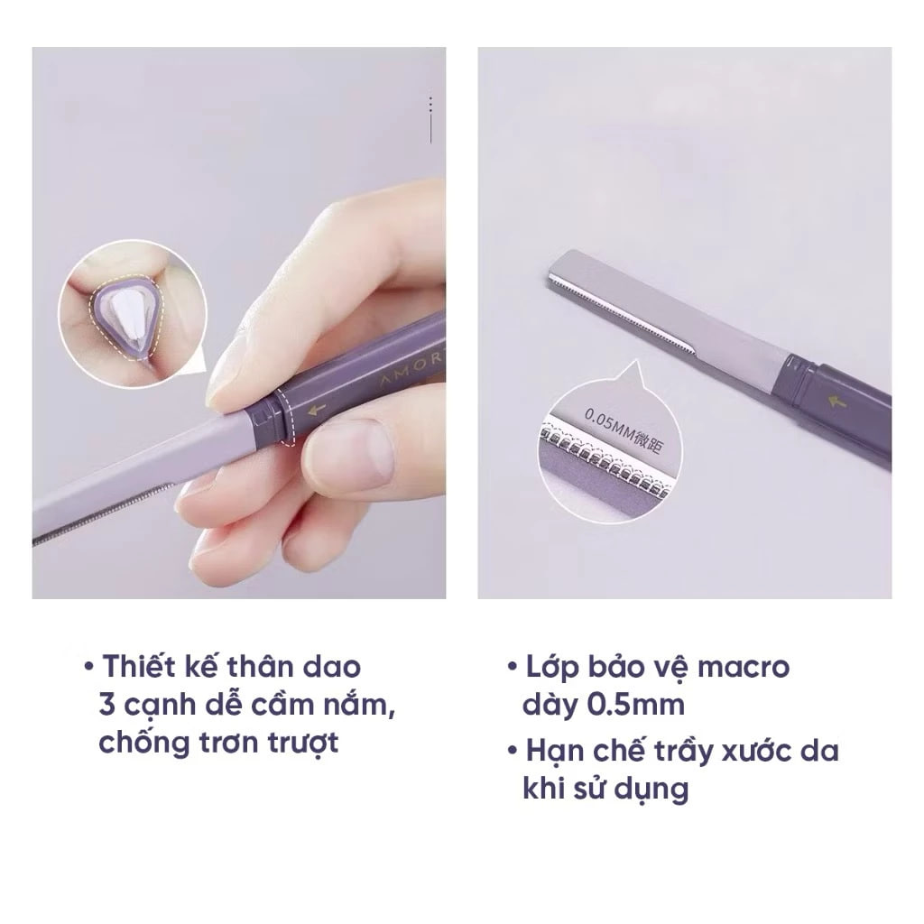 Bộ Dao Cạo Lông Mày 2 Đầu Amortals Double-Headed Macro Eyebrow Razor