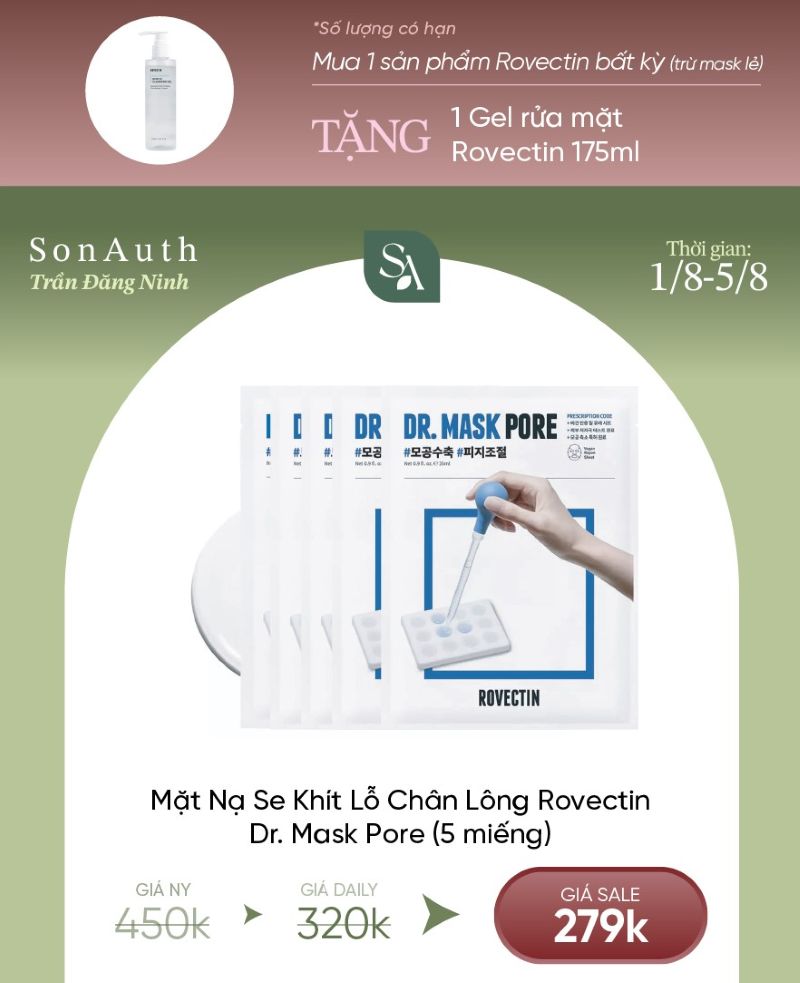 Mặt Nạ Giấy Rovectin Mask 25ml