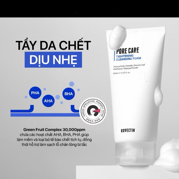 Sữa Rửa Mặt Se Khít Lỗ Chân Lông Rovectin Pore Care Tightening Cleansing Foam 150ml