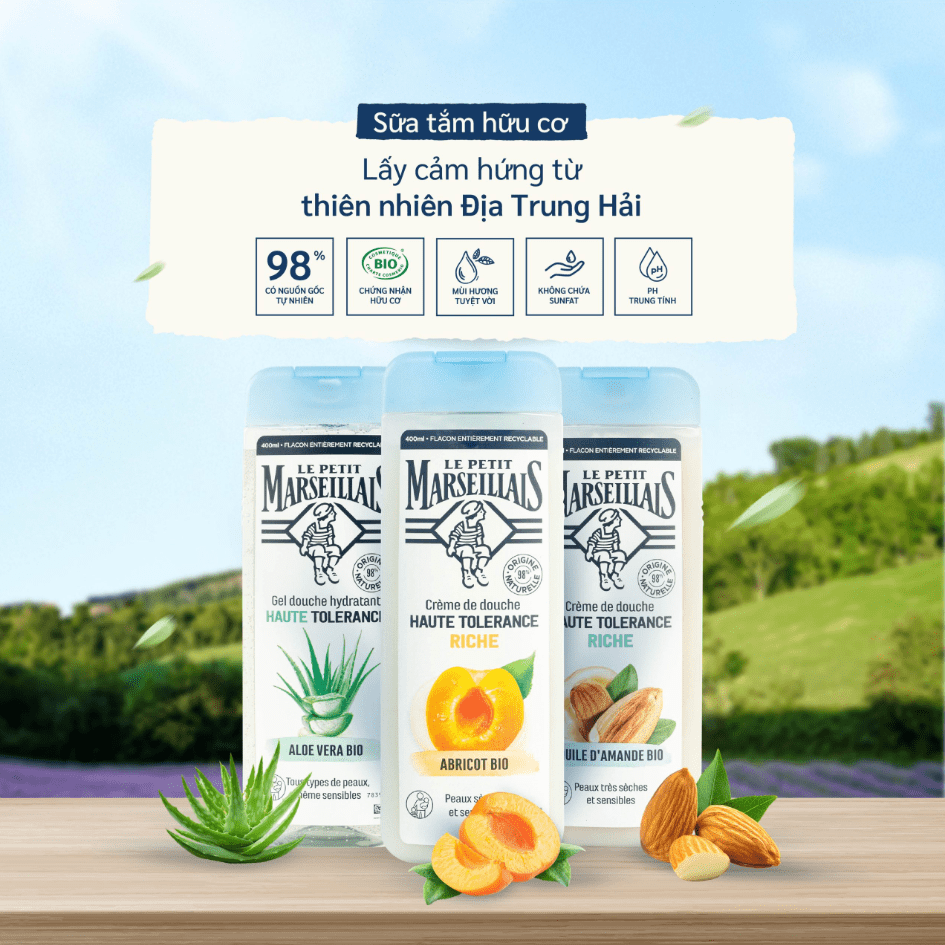 Gel Tắm 98% Hữu Cơ Le Petit Marseillais Shower Gel 98% 400ml