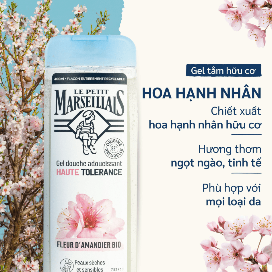 Gel Tắm 98% Hữu Cơ Le Petit Marseillais Shower Gel 98% 400ml