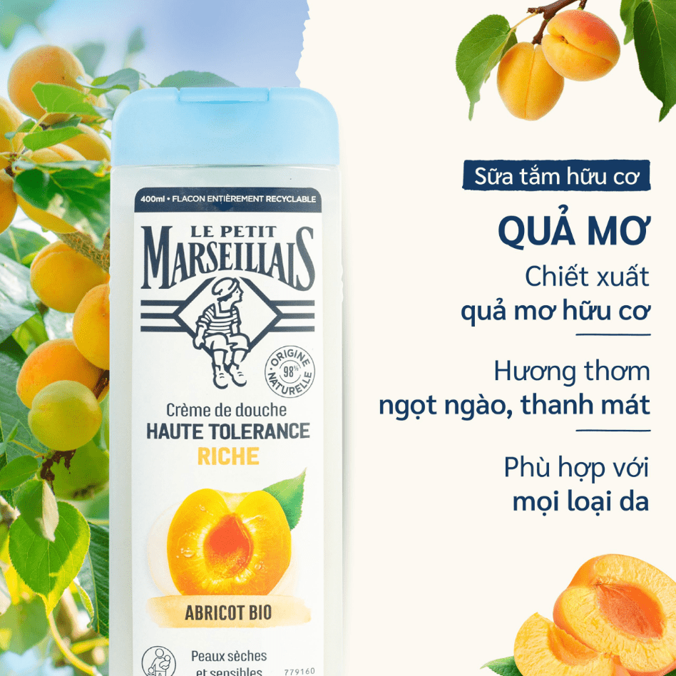 Gel Tắm 98% Hữu Cơ Le Petit Marseillais Shower Gel 98% 400ml