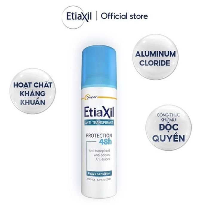 Xịt Khử Mùi Etiaxil Anti Transpirant Protection 48h Peaux Sensibles 150ml