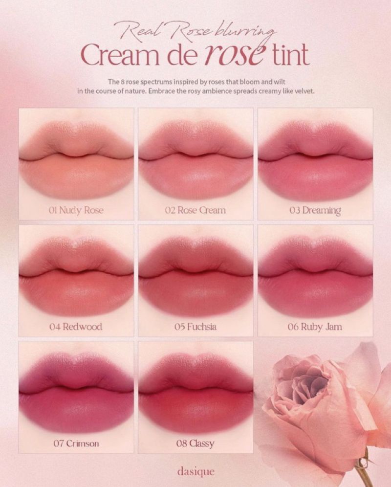 Son Kem Nhung Lì Dasique Cream De Rose Tint 3g