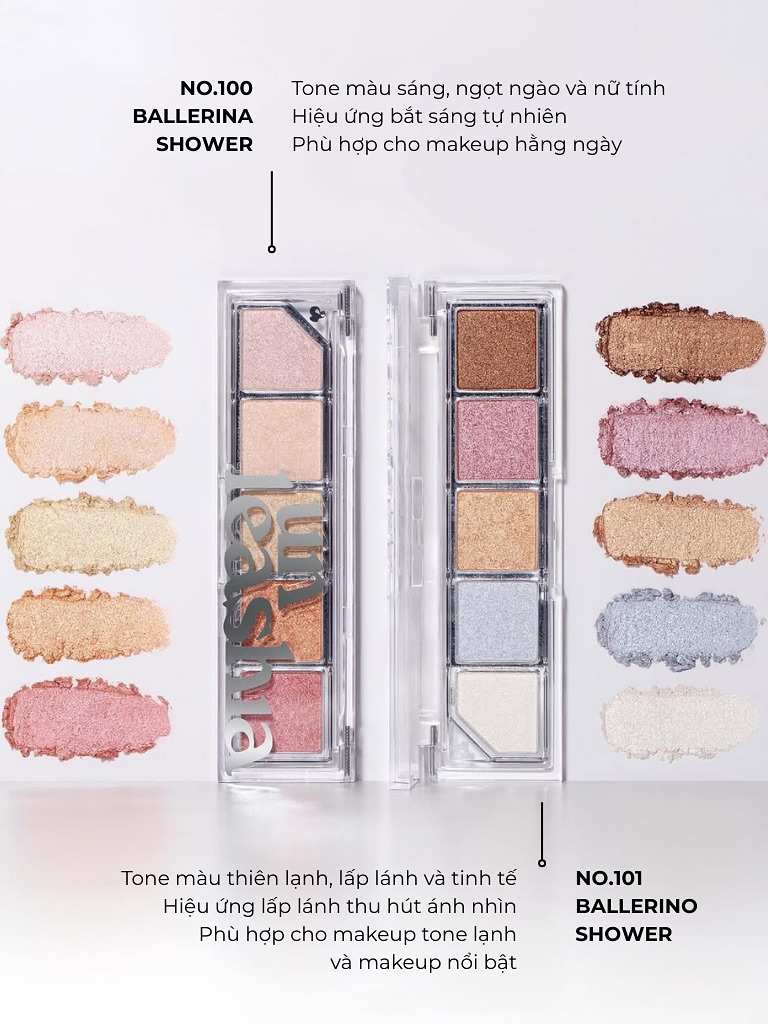 Phấn Bắt Sáng Unleashia Mood Shower Face Palette 3.5g