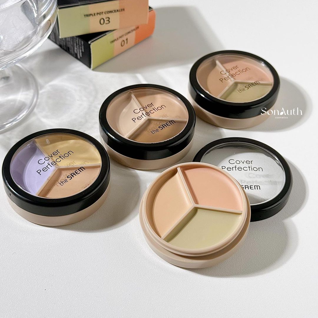 Bảng Che Khuyết Điểm The Saem Cover Perfection Triple Pot Concealer 4,5g