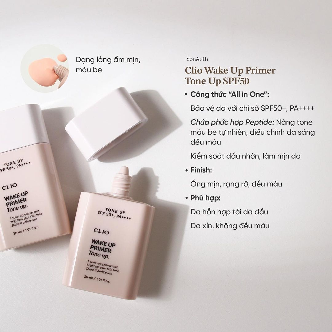 Kem Lót Clio Wake Up Primer Tone Up SPF50 30ml