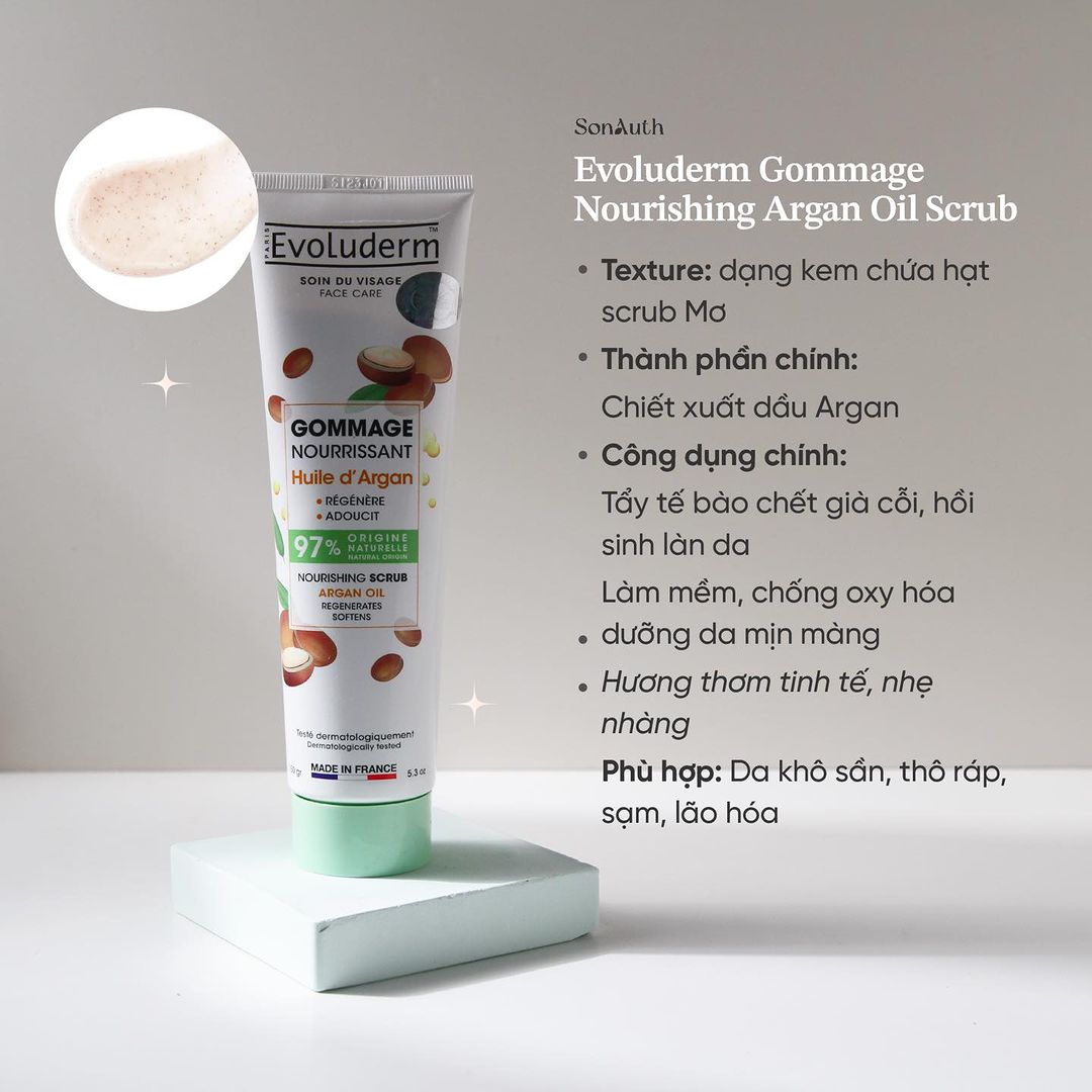 Tẩy Da Chết Evoluderm Nourishing Argan Oil Scrub 150g