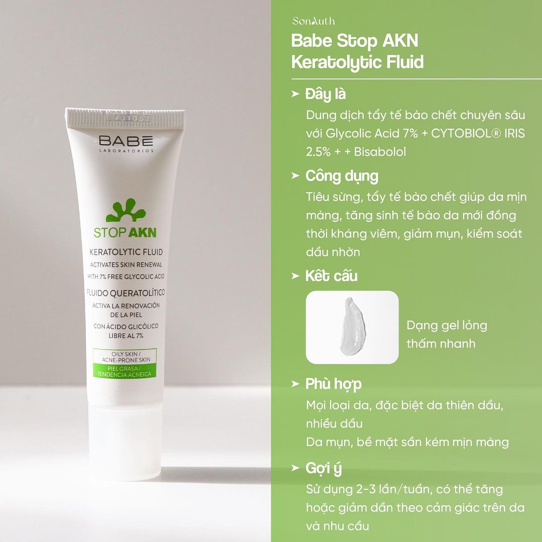 Dung Dịch Tẩy Da Chết Babe Stop AKN Keratolytic Fluid 30ml