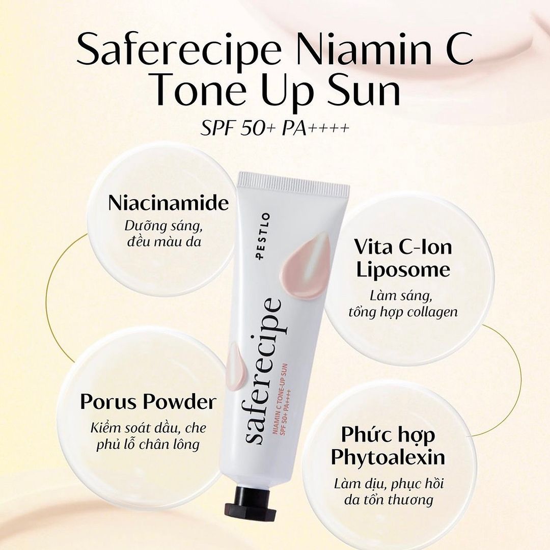 Kem Chống Nắng Pestlo Saferecipe Niamin C Tone Up SPF50
