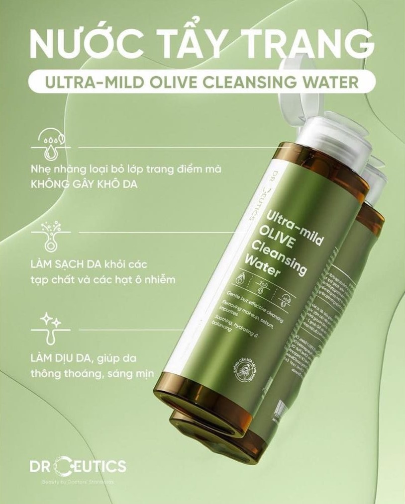 Nước Tẩy Trang DrCeutics Ultra-mild Olive Cleansing Water 500ml