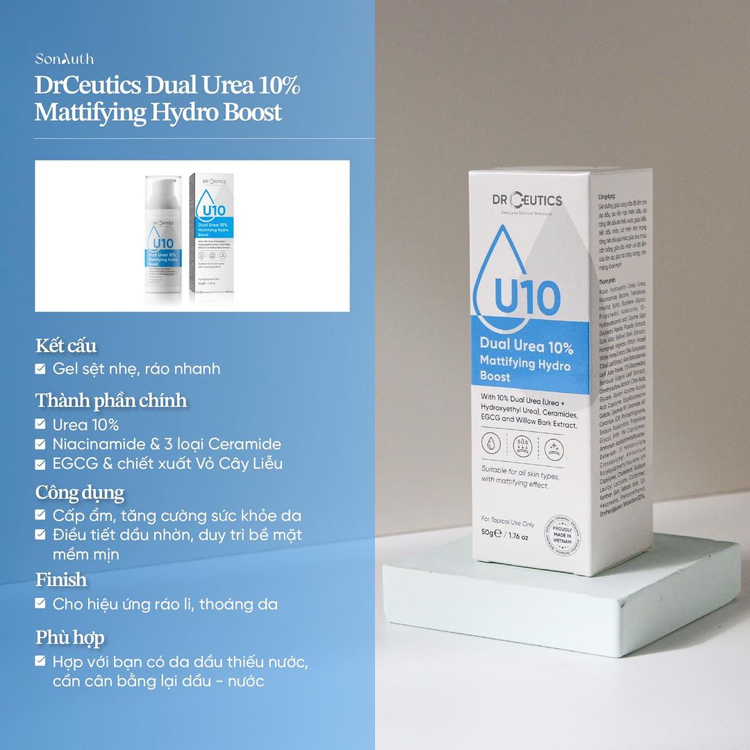 Gel Dưỡng DrCeutics Dual Urea 10% Mattifying Hydro Boost 50g