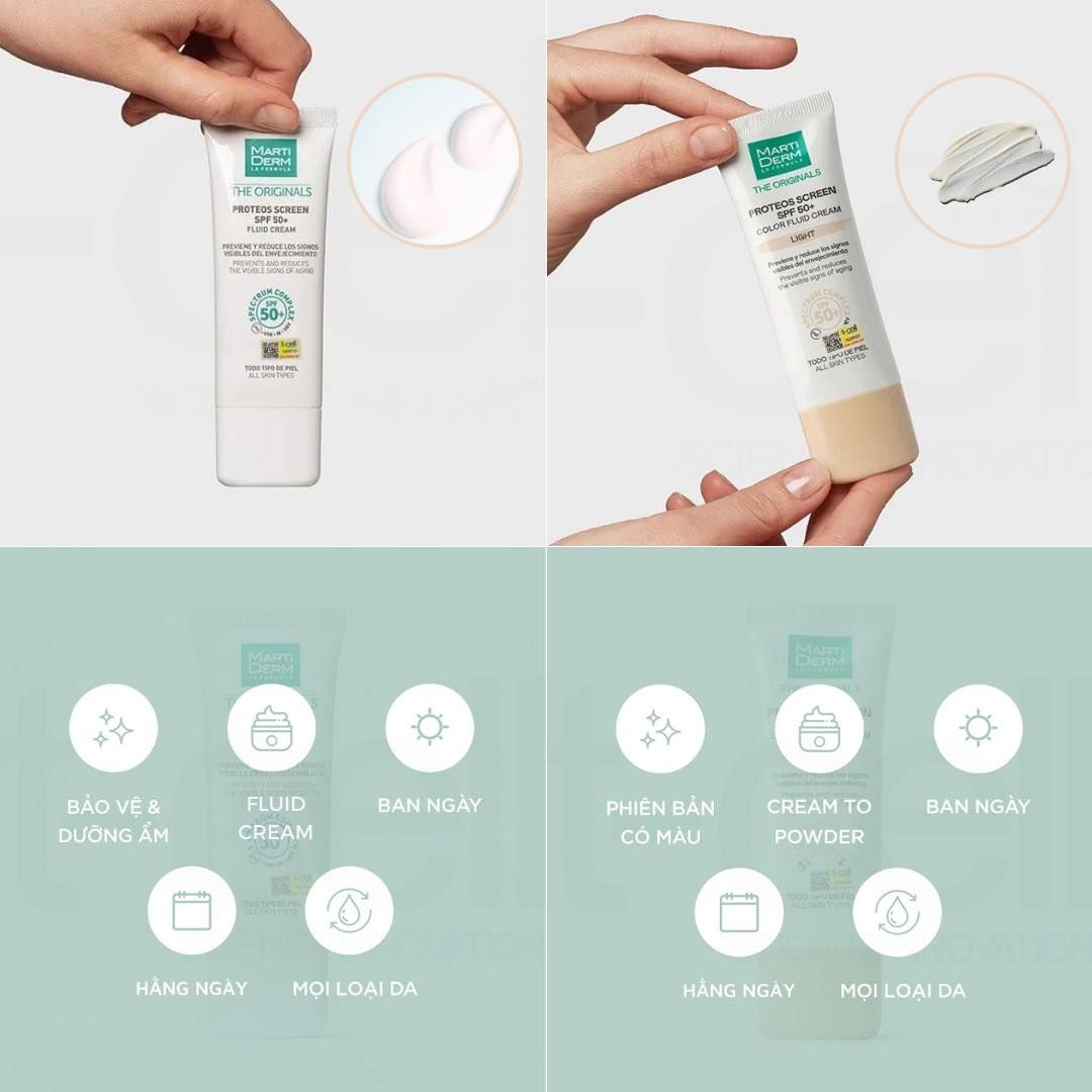 Kem Chống Nắng MartiDerm The Originals Proteos Screen SPF50+ Fluid Cream 40ml