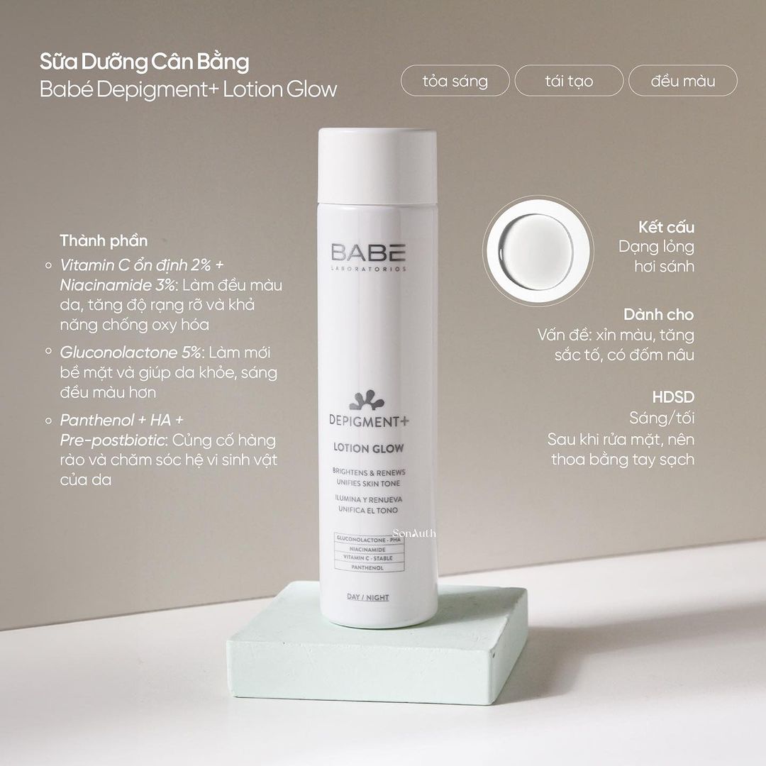 Sữa Dưỡng Cân Bằng Da Babe Depigment+ Lotion Glow 150ml