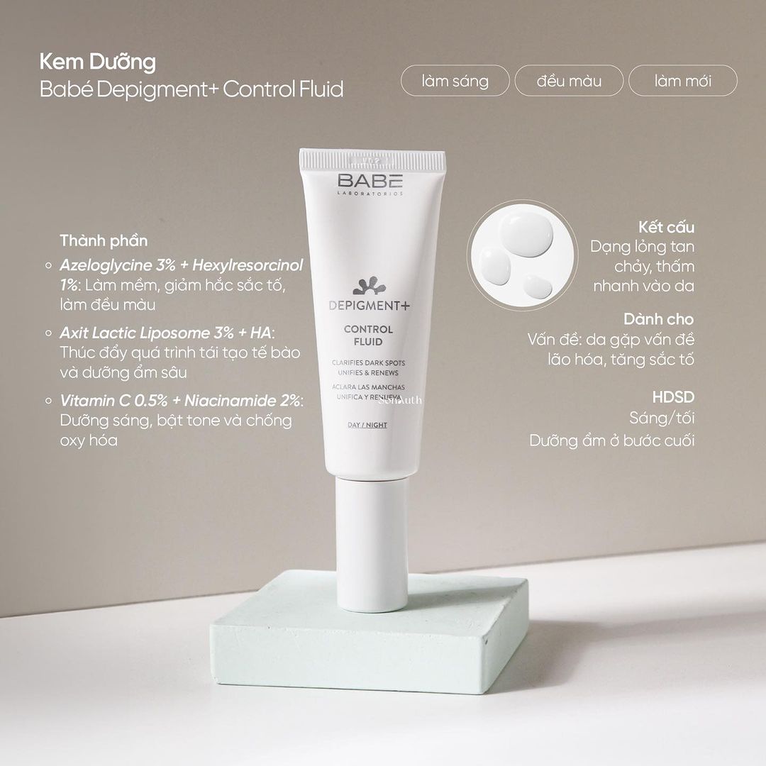Kem Dưỡng Babe Depigment+ Control Fluid 40ml