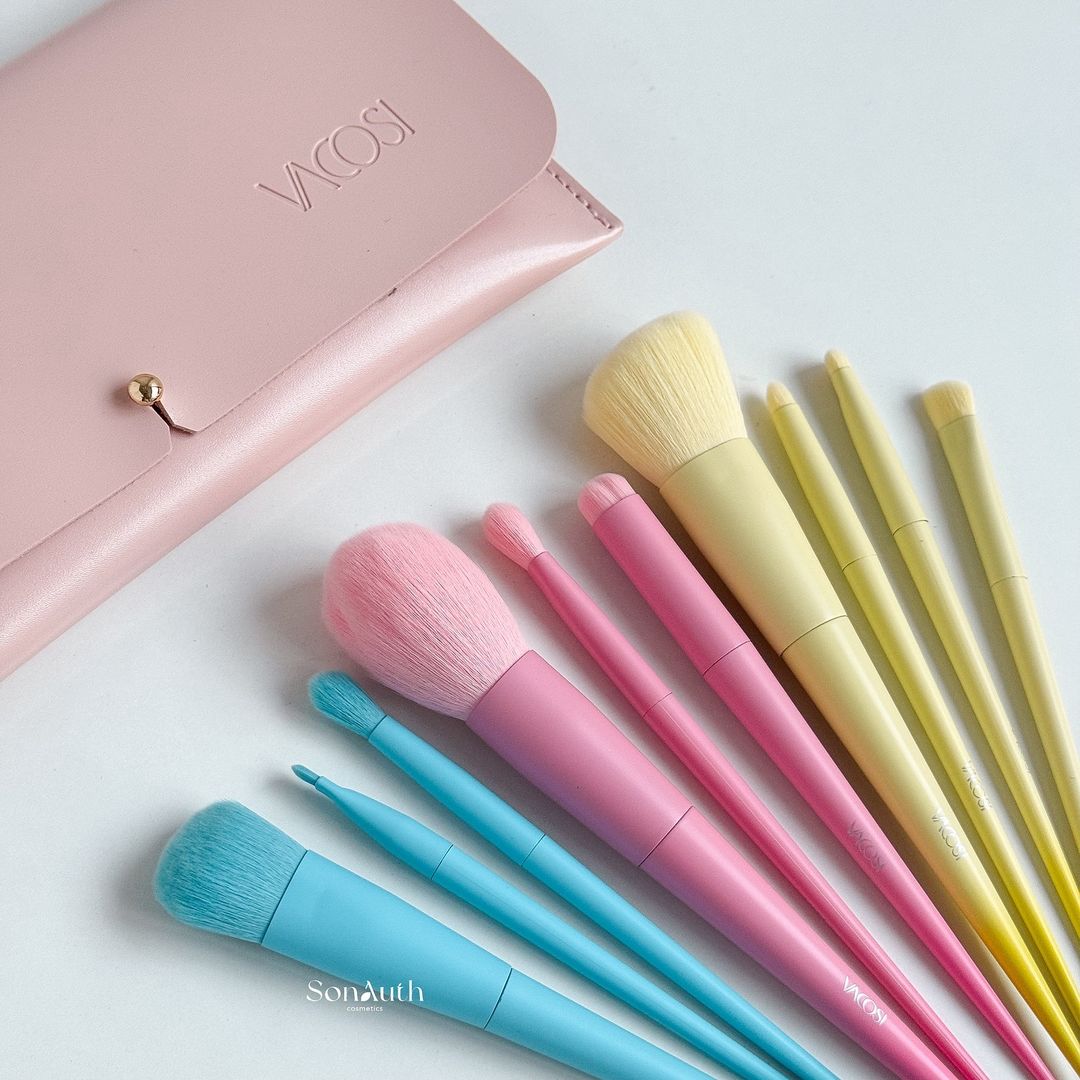 Bộ Cọ Trang Điểm Vacosi Candy Puffy Brush Set 10Pcs