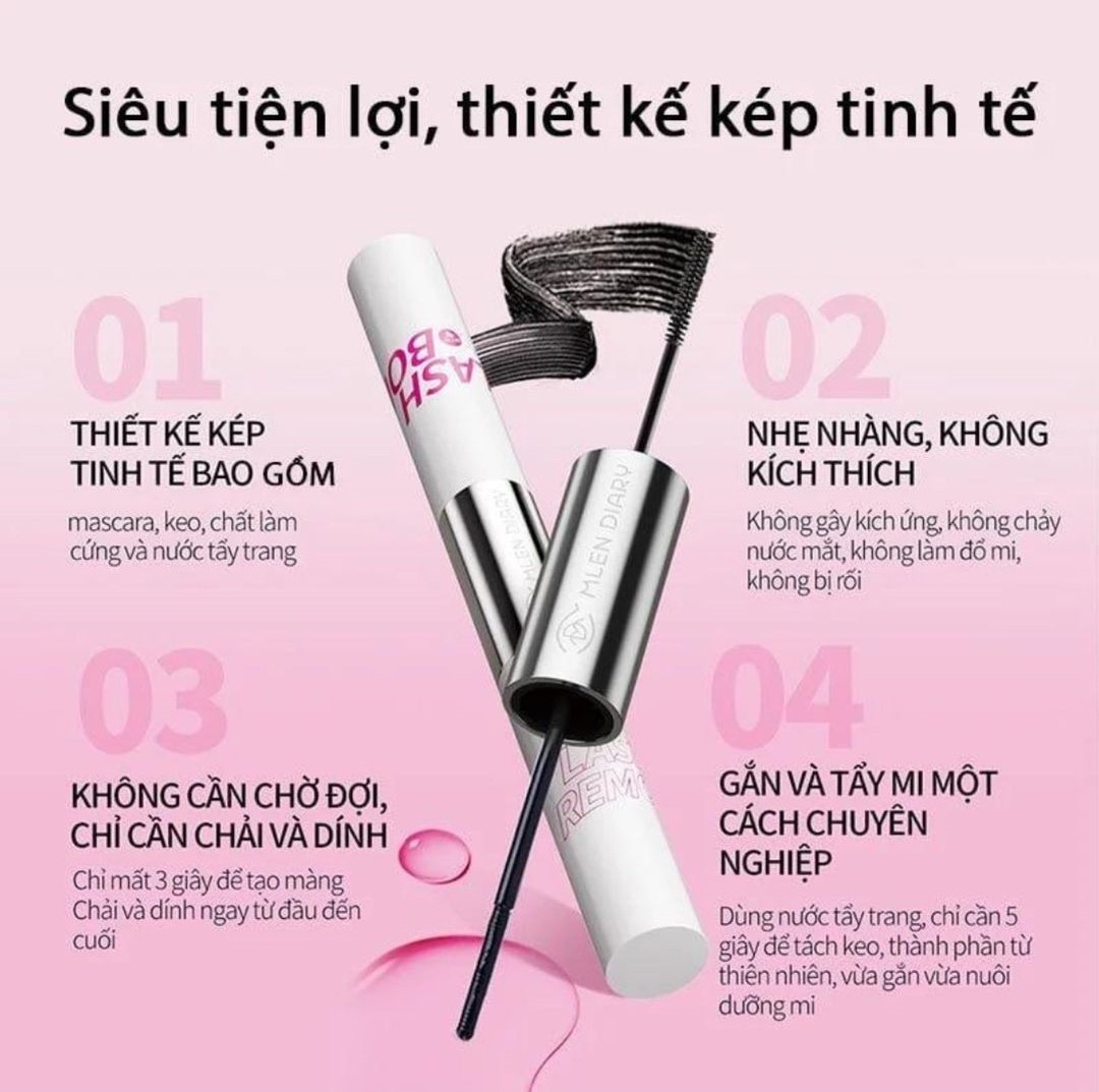 Mascara Keo Dán Mi 2 Đầu Mlen Diary Lash Bond & Remover 8g