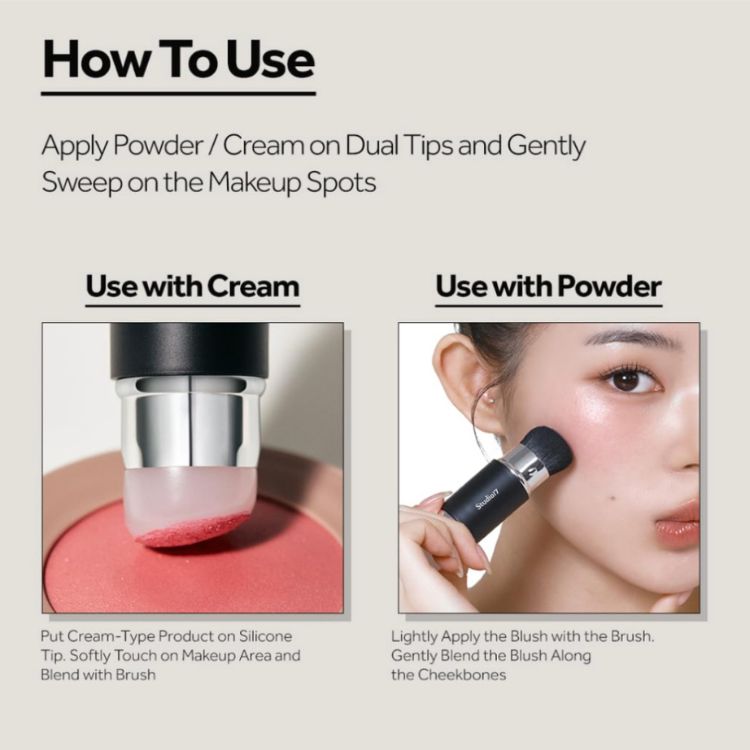 Cọ 2 Đầu Dạng Lông & Silicon Studio17 Dual Silicone Blush Brush