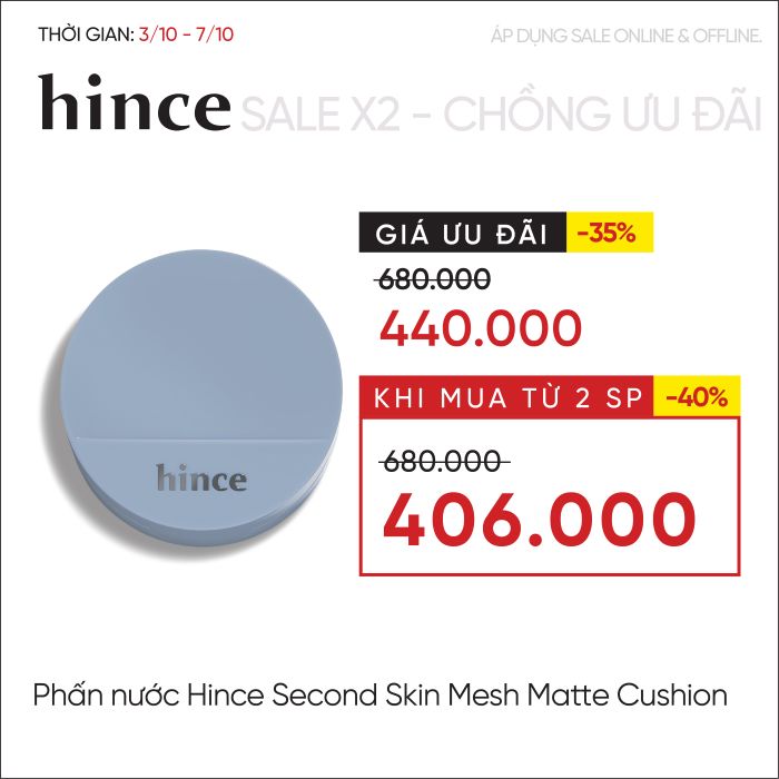 Phấn Nước hince Second Skin Mesh Matte Cushion 12g