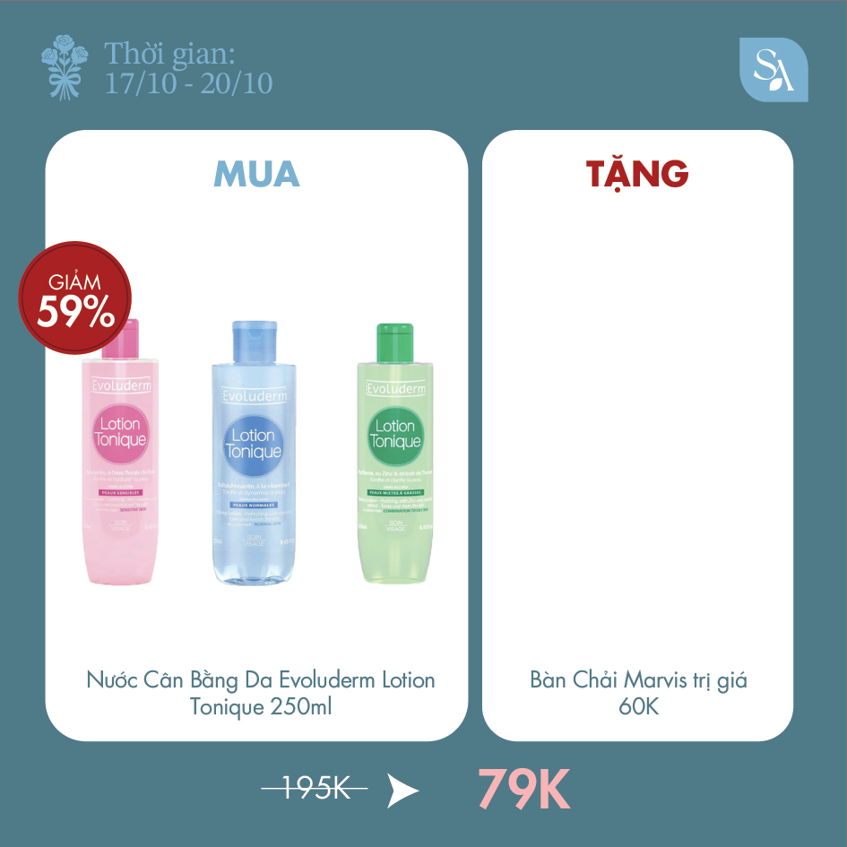 Nước Cân Bằng Evoluderm Soothing Tonic Lotion for Sensitive Skin (Hồng)