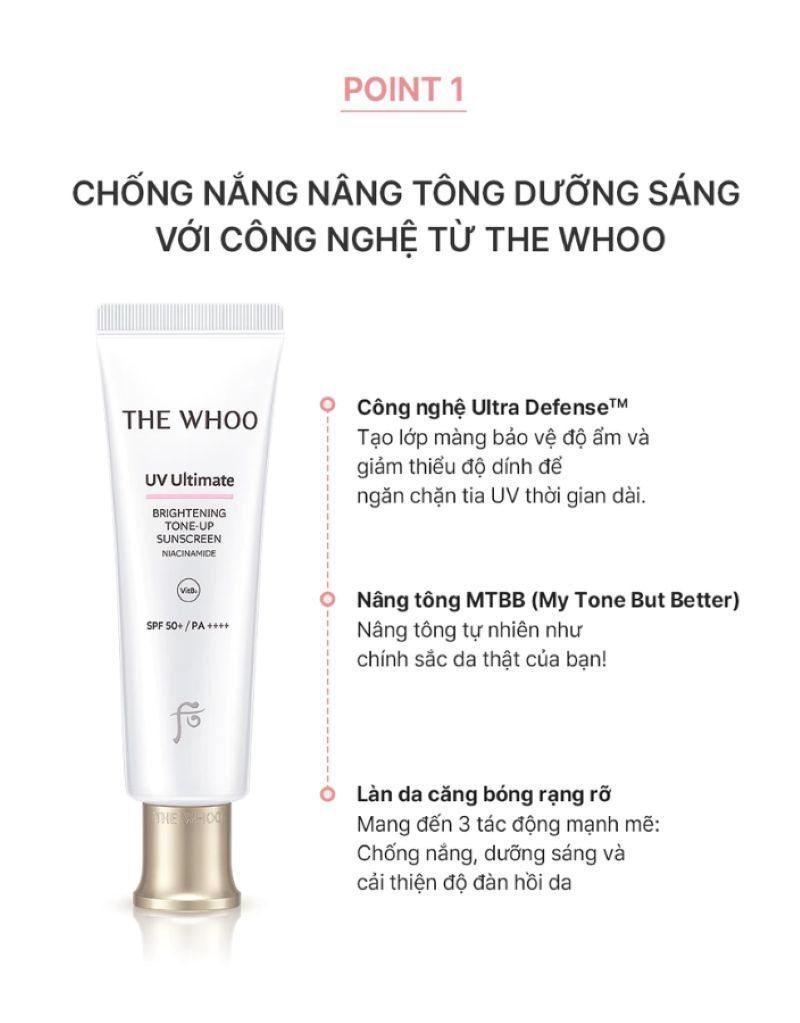 Kem Chống Nắng Nâng Tông The Whoo UV Ultimate Brightening Tone-up 50ml