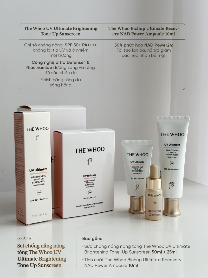 Bộ Chống Nắng Nâng Tông The Whoo UV Ultimate Brightening Tone Up Sunscreen